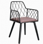 METAL DINING CHAIR WITH LEATHER CUSHION